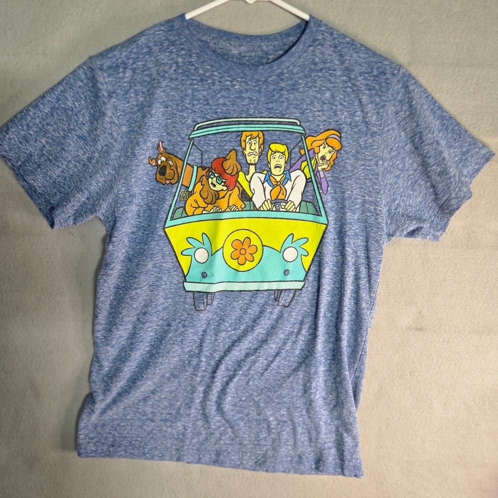 Scooby-Doo Mystery Machine Graphic Tee Blue‎ Heather Mens Small T-Shirt
